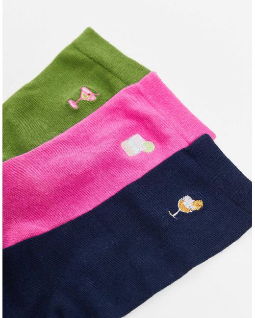 Accessorize Blue – 3er-pack socken mit details im cocktail-look