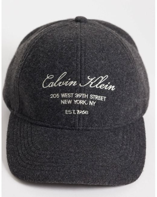 Calvin Klein Black Felt Cap With Script Logo for men