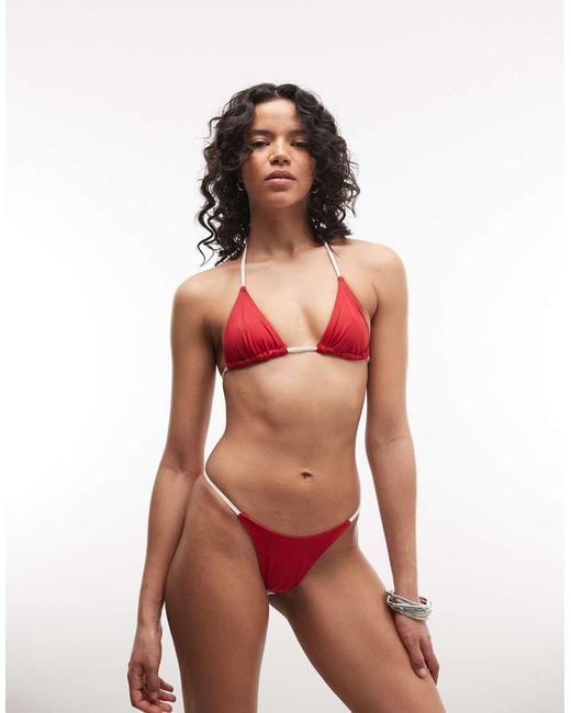 ASOS Red Cecelie Contrast Triangle Bikini Top