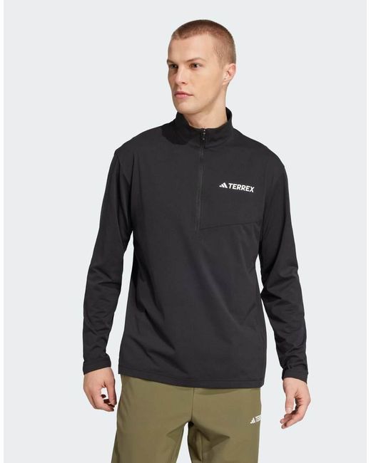 Adidas Black Terrex Multi Climacool 1/2 Zip Long Sleeve Tee for men