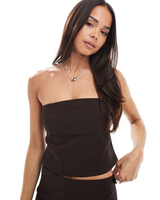 Top Marrón Con Escote Palabra De Honor De Bengalina De (Parte De Un Conjunto) Miss Selfridge de color Black