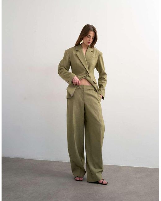 TOPSHOP Green Side Pleat Ovoid Pants