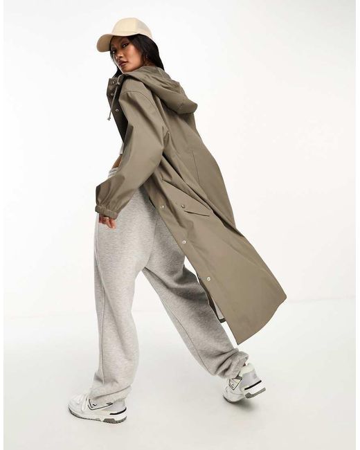 ASOS Natural Rubberised Rain Parka Coat
