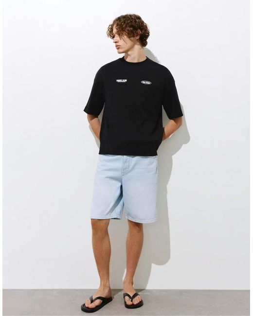 Pull&Bear Black Oversize Graphic T-shirt for men