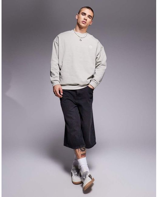 Felpa Oversize Grigia Con Stampa Di Sottobicchieri di ASOS in Gray da Uomo