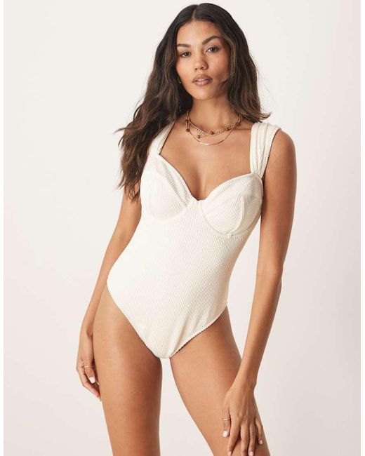 Peek & Beau White Underwire Swimsuit With Ruched Straps