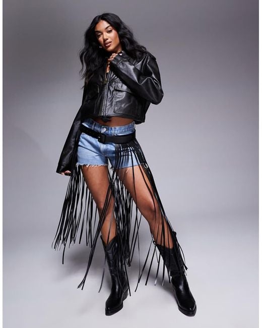 South Beach Black Maxi Fringe Festival Belt