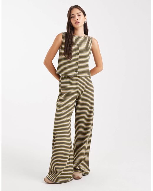 Miss Selfridge Multicolor Premium Rib Knit Wide Leg Pants