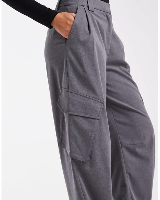 ASOS Gray Tailored Utility Barrel Trouser
