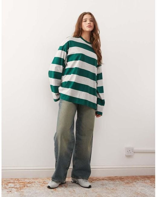 Weekday Green Oversized Long Sleeve T-shirt