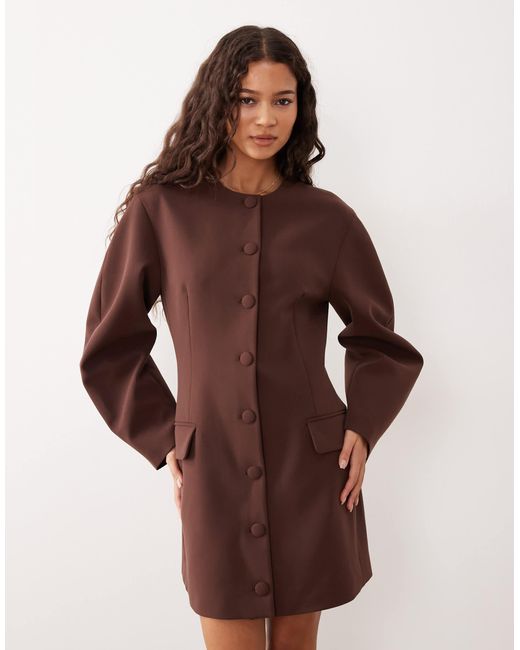 ASOS Brown Cacoon Sleeve Blazer Dress