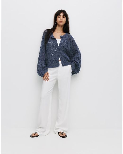Pull&Bear Open Gebreid Vest in het Blue