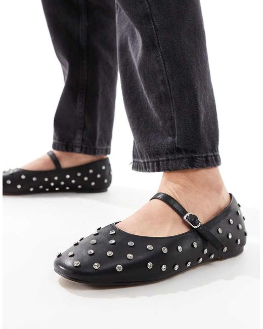 ALDO Black Marylina Studded Ballet Flats With Buckle