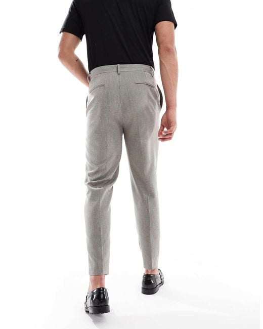ASOS Gray Tapered Suit Pants With Linen for men