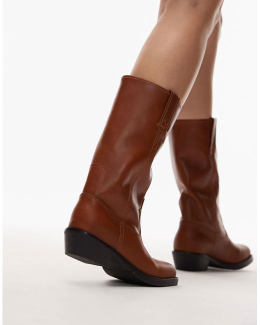 Jeffrey Campbell Brown Square Toe Knee Boots