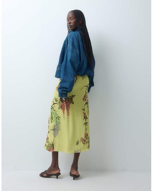 ASOS Blue Mandarin Detail Maxi Skirt Co Ord With Split