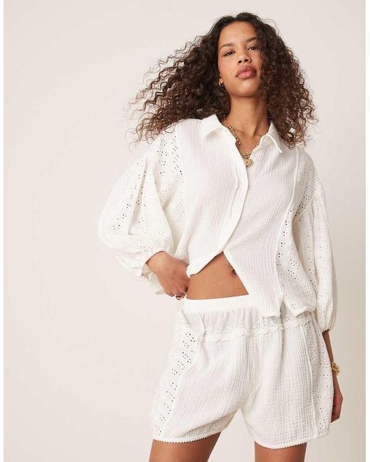 Free People Natural Full Bloom Pointelle Shorts
