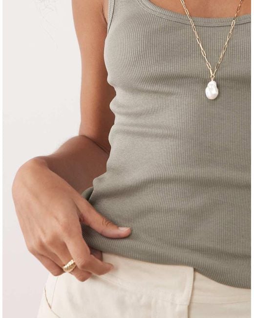 Brave Soul Brown Ribbed Scoop Neck Tank Top