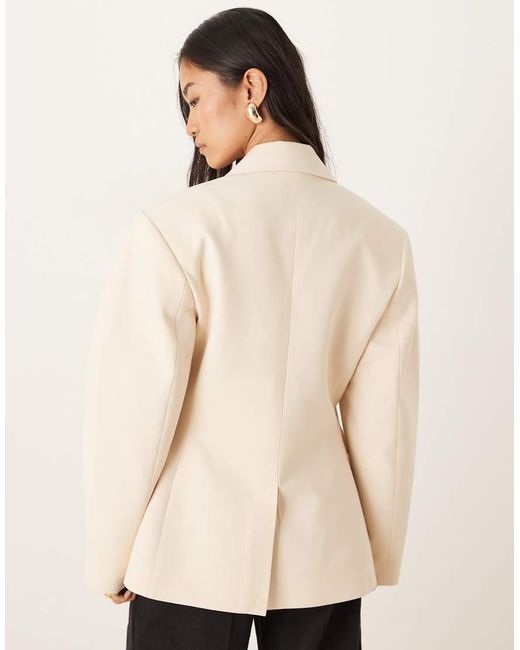 ASOS Natural Tailored Cocoon Sleeve Double Breasted Blazer