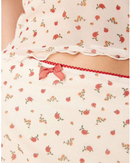 ASOS Natural Mini Skirt With Lace Trim