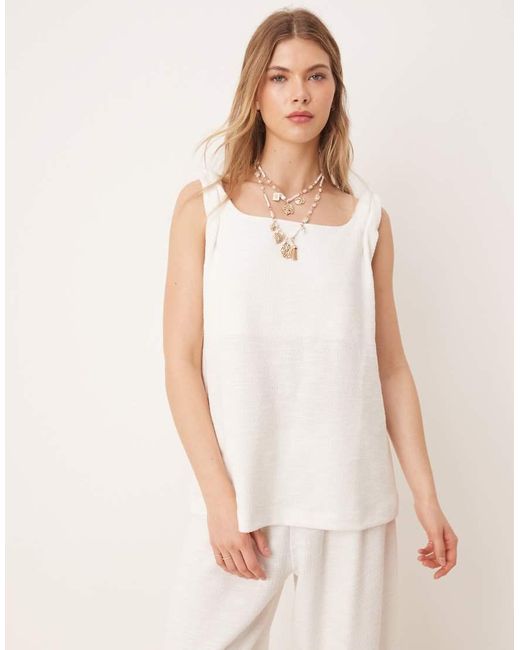 ASOS White Twist Strap Square Neck Trapeze Top
