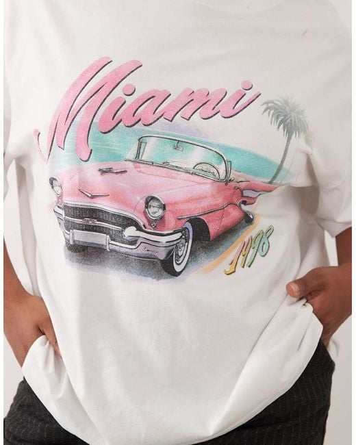 ASOS Asos Design Curve Oversized T-shirt With Pink Vintage Car Graphic