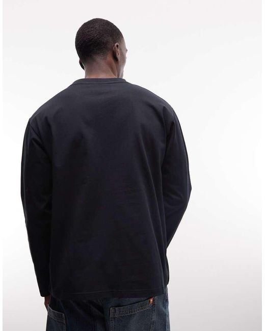 Rains Blue 41510 Long Sleeve Relaxed Fit Graphic Logo T-shirt for men