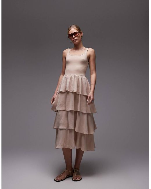 & Other Stories Brown Sleeveless Ruffle Midaxi Dress