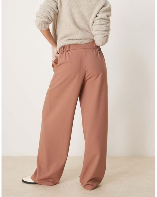 ASOS Elegante Ruimvallende Broek Met Rechte Pijpen in het Natural