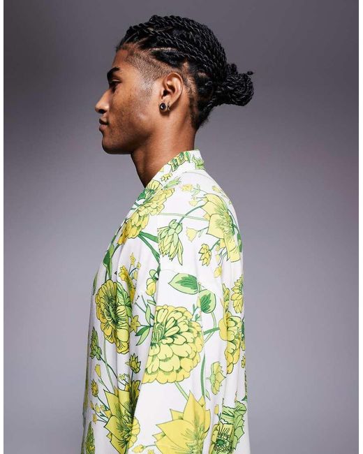 ADPT Multicolor Oversized Flower Print Shirt for men