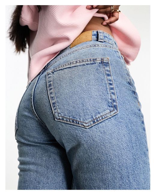 Pull&Bear – bequeme jeans mit hohem bund und geradem bein in Blau | Lyst AT