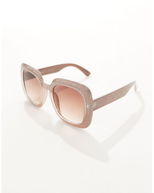 A.J. Morgan Brown Oversized Square Glitter Sunglasses
