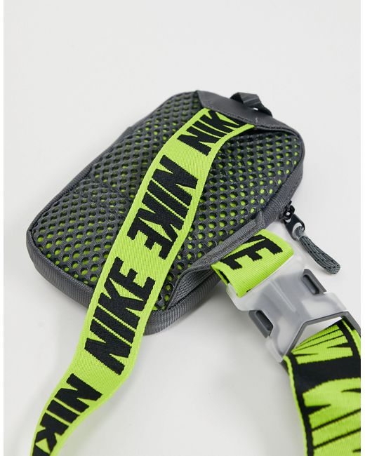 Nike Gray Cross Body Bag With Branded Straps