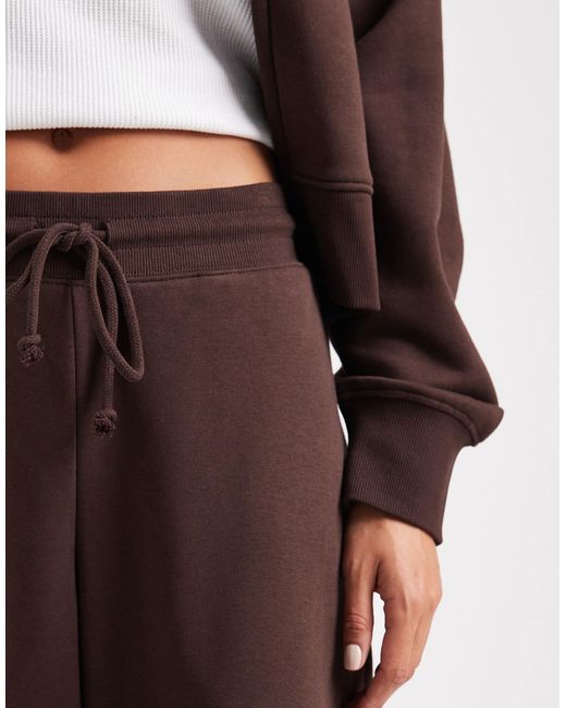 ASOS Brown Oversized Barrel Leg Brushback Sweatpants With Seam Detail