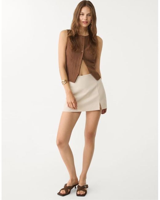 Gonna Pantalone Écru Con Spacco Laterale di Stradivarius in Natural