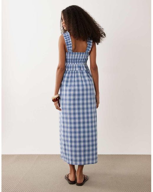 Wednesday's Girl Blue Shirred Midaxi Dress