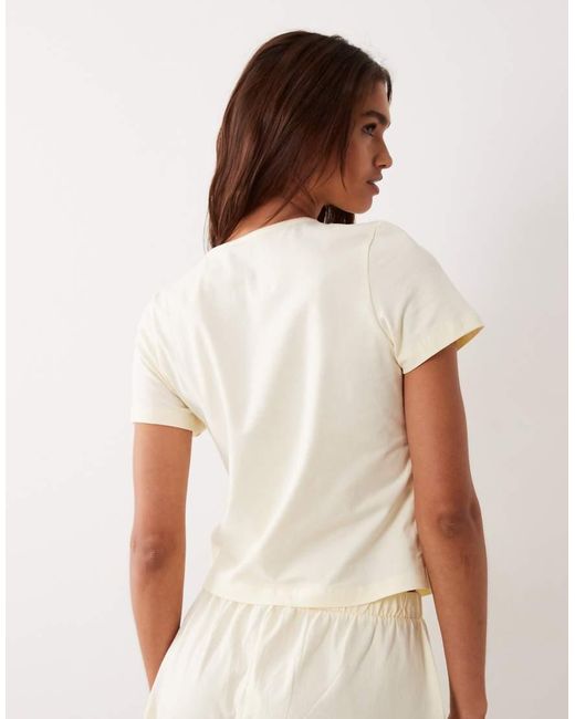 ASOS Natural Mix & Match Short Sleeve Button Through Cardigan Pyjama Top