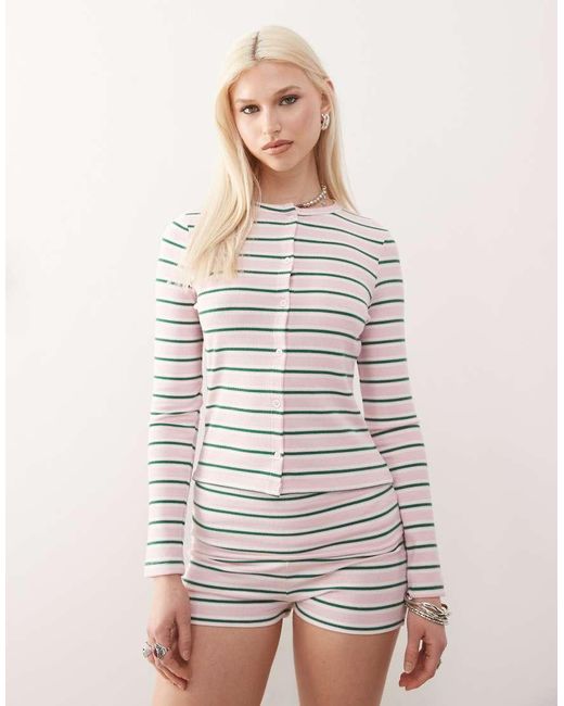Collusion White Stripe Cardigan