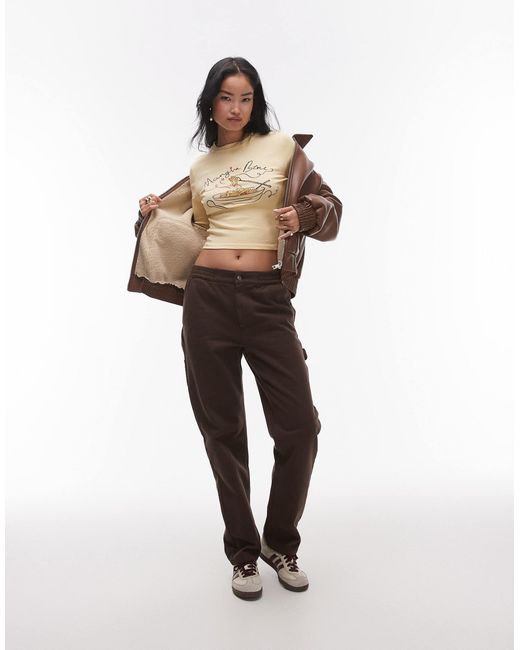 TOPSHOP Natural – langärmliges oberteil mit pasta-grafik