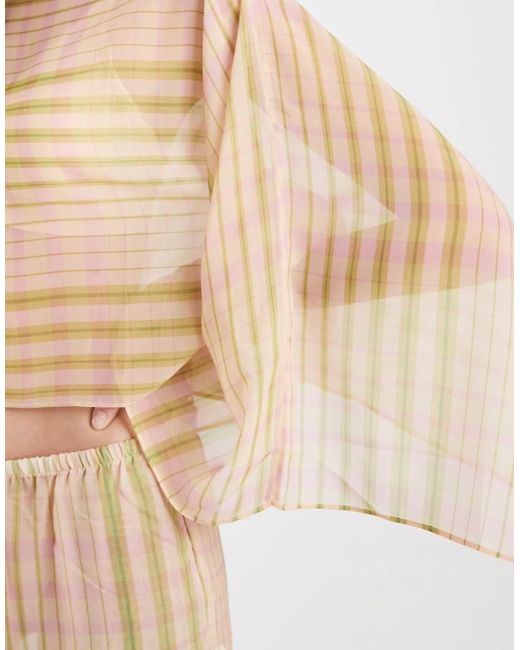ASOS Natural Chiffon Sheer Cape Gingham