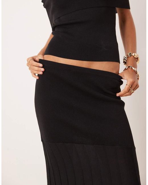 Pretty Lavish Black Drop Hem Knit Midaxi Skirt