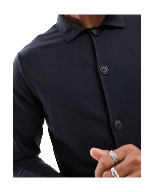 Jack & Jones – hochwertige, schmal geschnittene anzugjacke aus jersey in Blue für Herren