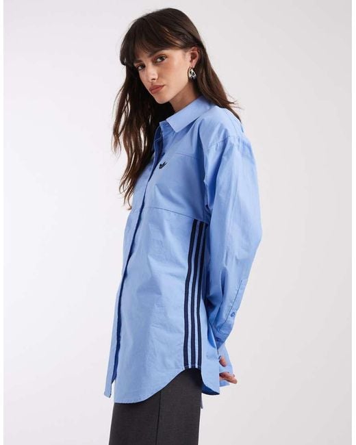 adidas Originals x ASOS Blue Cinched Shirt With Shoulder Pads