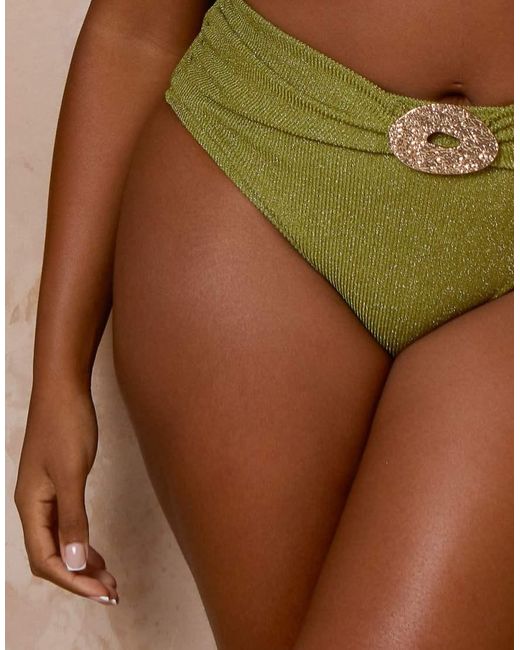 Moda Minx Curve Brown X Alessa Tyrrell-charles Glitter Wrap Bikini Bottoms