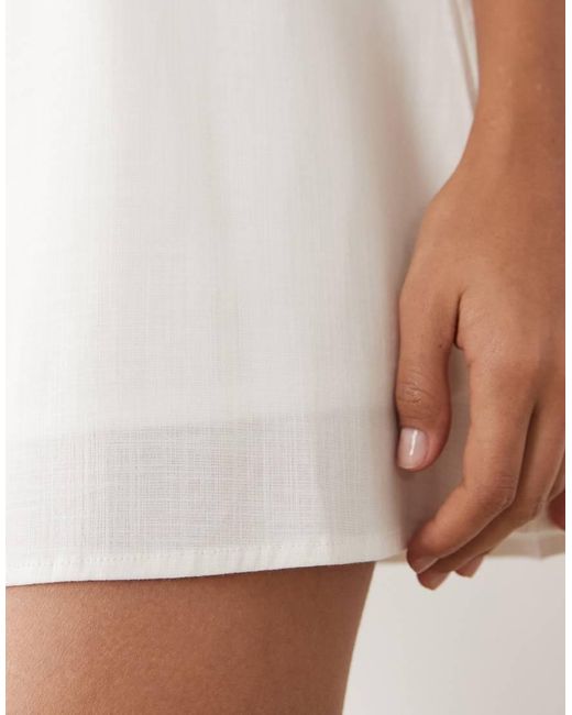 Fashionkilla White Exclusive Linen Look Smock Mini Dress
