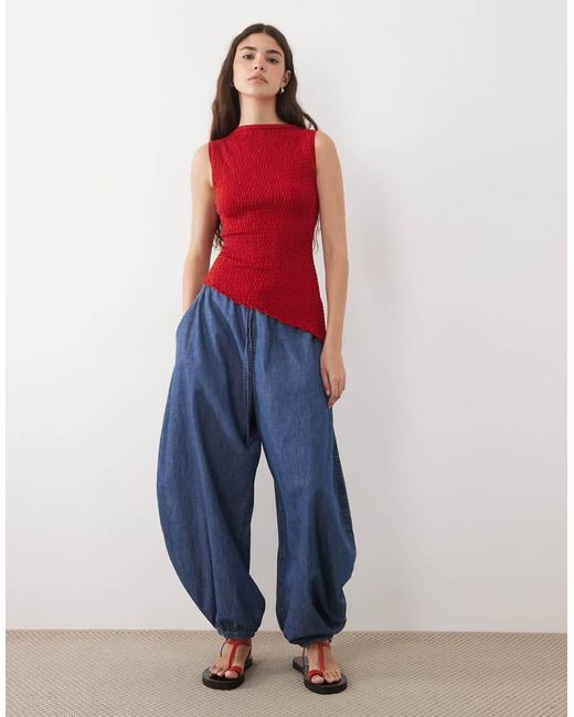 ASOS Knitted Shirred Asymmetric Top