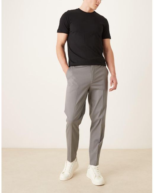 ASOS Gray Tailored Tapered Trouser With Back Adjuster for men