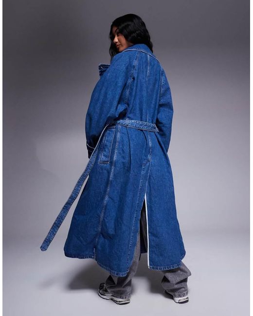 HUGO Blue Garena Oversized Fit Denim Trench Coat