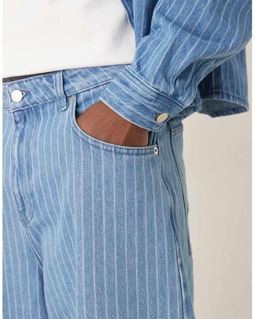 Jeans Super Larghi A Righe di ASOS in Blue da Uomo
