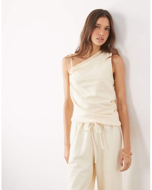 ASOS Natural Ruched Asymmetric Top Co-ord